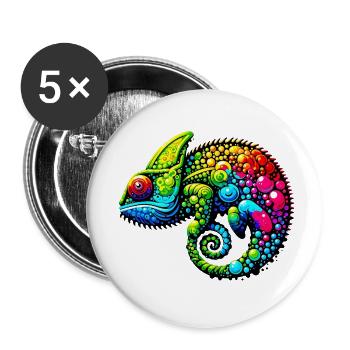 Chamäleon - Buttons klein 25 mm (5er Pack) - Weiß - Vorne