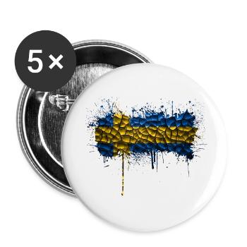 Schweden Flaka Schwedisch Schwedisch Schwedisch Nordisch - Buttons klein 25 mm (5er Pack) - Weiß - Vorne