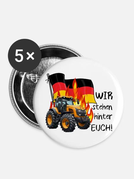 Wir stehen hinter den Bauern - Buttons klein 25 mm (5er Pack) - Weiß