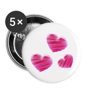 HERZ. HERZ. VALENTINSTAG. LIEBE. LIEBE. PAAR. - Buttons klein 25 mm (5er Pack) - Weiß - Vorne