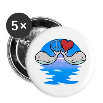 Baby Whale Fish Marine Mammal Kids Peace - Buttons small 1''/25 mm (5-pack) - white - Front