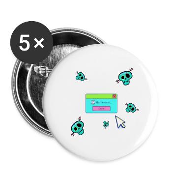 Game over,nerd, Computerspiel,gamer, spiel - Buttons klein 25 mm (5er Pack) - Weiß - Vorne