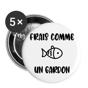 frais comme un gardon - Lot de 5 petits badges (25 mm) - blanc - Devant