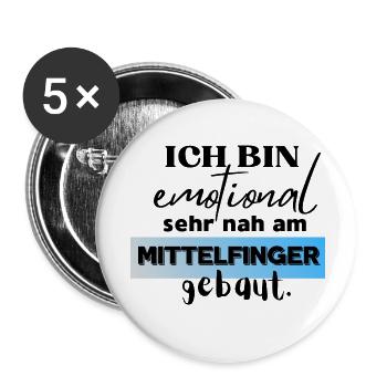 Ich bin emotional sehr nah am Mittelfinger gebaut - Buttons klein 25 mm (5er Pack) - Weiß - Vorne