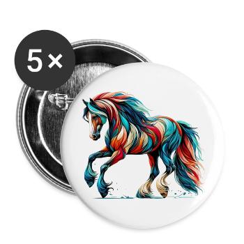 Horse - Buttons small 1''/25 mm (5-pack) - white - Front
