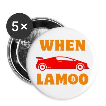 Crypto quand Lambo BTC Bitcoin - Lot de 5 petits badges (25 mm) - blanc - Devant