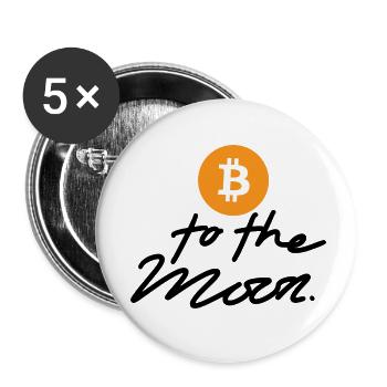 Crypto To The Moon 3 BTC Bitcoin - Lot de 5 petits badges (25 mm) - blanc - Devant