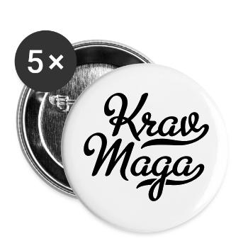 Krav Maga - Buttons klein 25 mm (5er Pack) - Weiß - Vorne