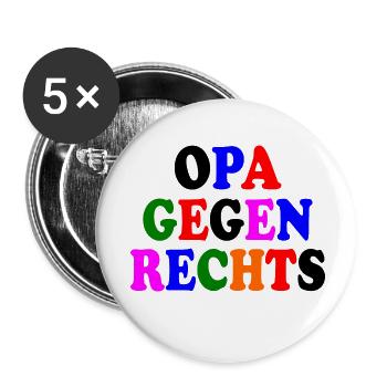 Opa gegen rechts - Buttons klein 25 mm (5er Pack) - Weiß - Vorne