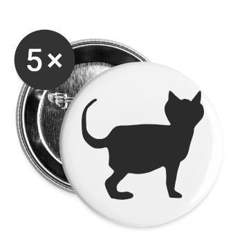 Cat Black - Buttons small 1''/25 mm (5-pack) - white - Front