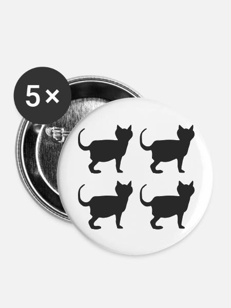 schwarze katzen 4fach - Buttons klein 25 mm (5er Pack) - Weiß