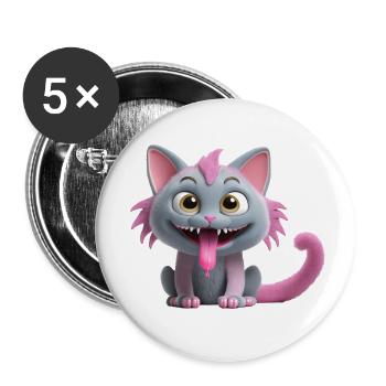 Katzen Monster gruselig und süss - Buttons klein 25 mm (5er Pack) - Weiß - Vorne