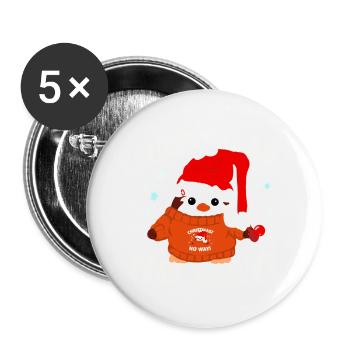 Drôle de pingouin de Noël - Lot de 5 petits badges (25 mm) - blanc - Devant