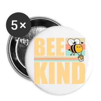 Be Kind Cute Honey Kindness Bee Love Inspirational - Buttons small 1''/25 mm (5-pack) - white - Front