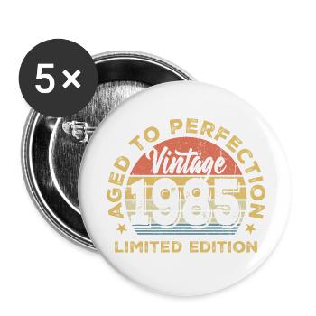 Jahrgang 1985 Limited Edition Abzeichen - Buttons klein 25 mm (5er Pack) - Weiß - Vorne