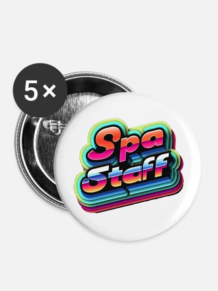 Spa Staff 8 - Buttons klein 25 mm (5er Pack) - Weiß