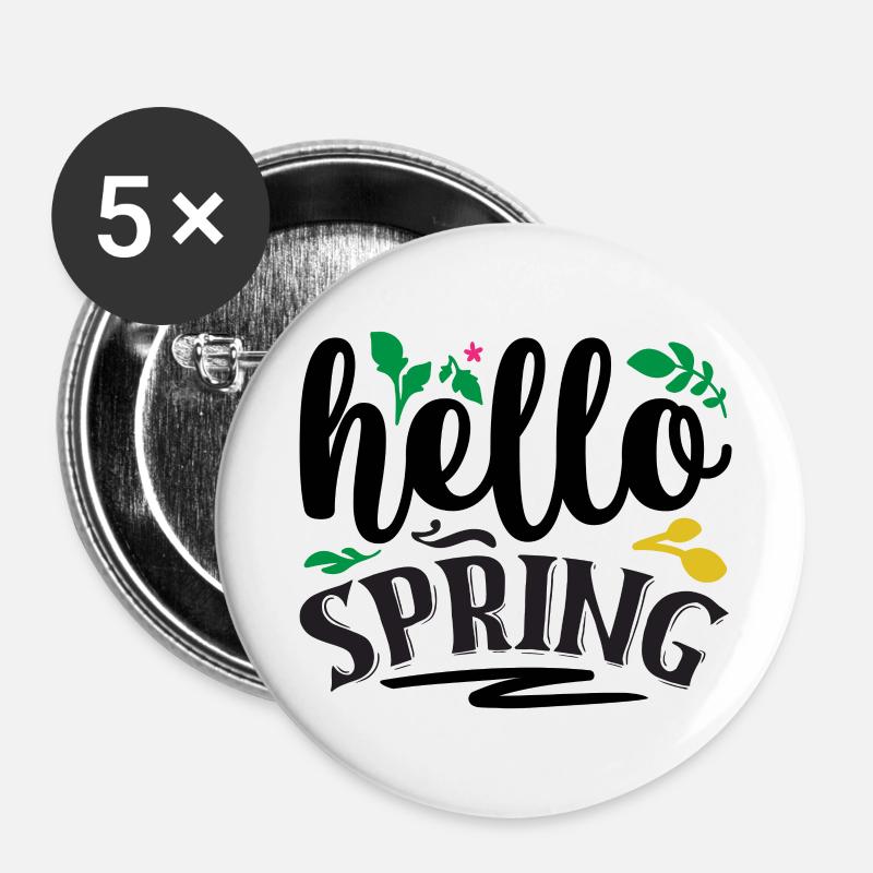 Hallo Frühling - Buttons klein 25 mm (5er Pack) - Weiß
