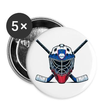 Eishockey Slowenien Flaggen Helm Sport - Buttons klein 25 mm (5er Pack) - Weiß - Vorne