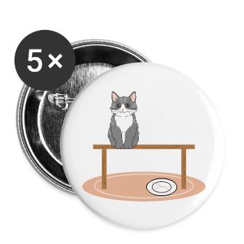 Katze auf Tisch - Buttons klein 25 mm (5er Pack) - Weiß - Vorne