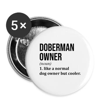 Doberman - Lot de 5 petits badges (25 mm) - blanc - Devant