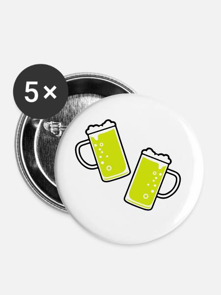 Bierglas Bierkrug Bier - Buttons klein 25 mm (5er Pack) - Weiß