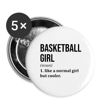 basket-ball - Lot de 5 petits badges (25 mm) - blanc - Devant