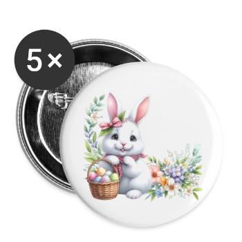Ostern Osterhase Ostern Samstag Ostersonntag Ostereier Frühling - Buttons klein 25 mm (5er Pack) - Weiß - Vorne