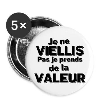 JE NE VIELLIS PAS JE EPRENDS DE LA VALEUR - Lot de 5 petits badges (25 mm) - blanc - Devant