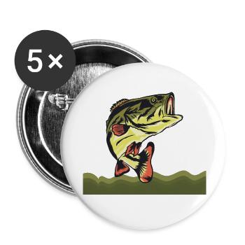fisch, fisch, angeln, see, meer, angeln, fauna, exotisch - Buttons klein 25 mm (5er Pack) - Weiß - Vorne