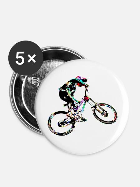 Downhill-Mountainbiken - Buttons klein 25 mm (5er Pack) - Weiß