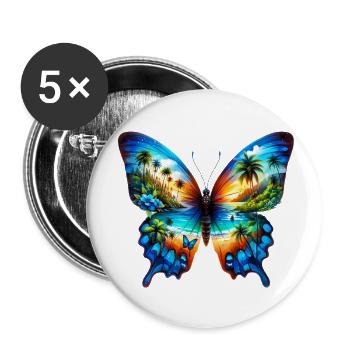 Schmetterling - Buttons klein 25 mm (5er Pack) - Weiß - Vorne