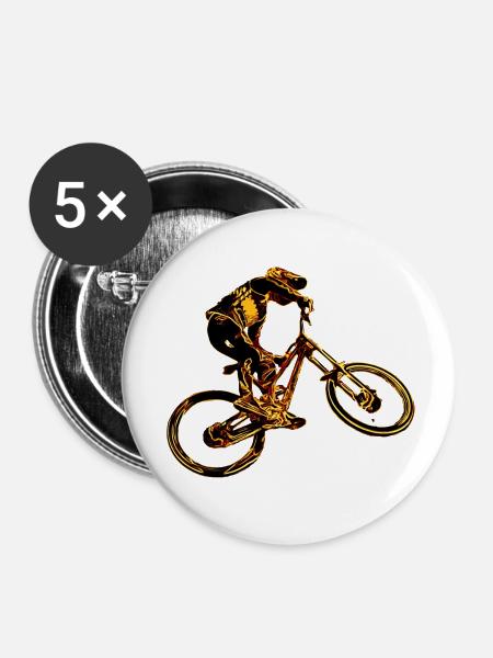 Downhill-Mountainbiken - Buttons klein 25 mm (5er Pack) - Weiß