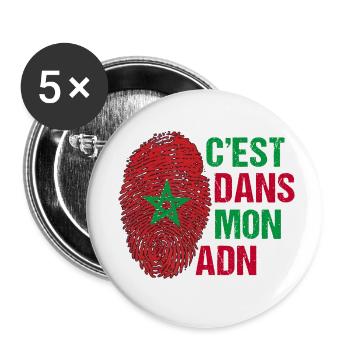 C' est dans mon adn Maroc cadeau marocain fier - Lot de 5 petits badges (25 mm) - blanc - Devant