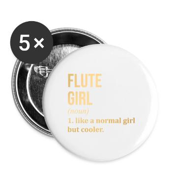 flûte - Lot de 5 petits badges (25 mm) - blanc - Devant