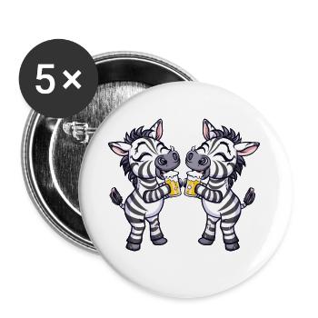 Zebra Comic Bier Lustig Saufen - Buttons klein 25 mm (5er Pack) - Weiß - Vorne