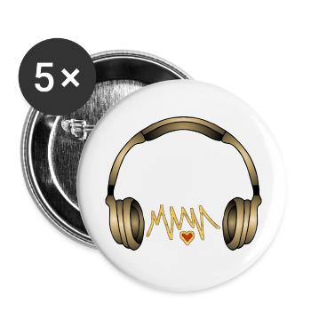Earphone - Buttons small 1''/25 mm (5-pack) - white - Front