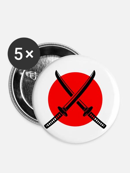 Samurai Schwert Symbol - Buttons klein 25 mm (5er Pack) - Weiß
