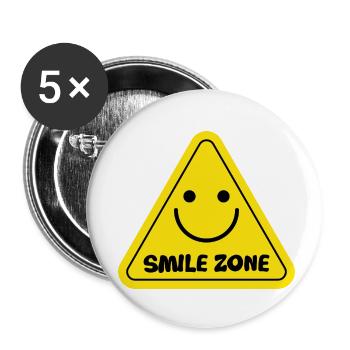 Smile Zone Happy Yellow Aesthetic Summer Sunshine - Buttons small 1''/25 mm (5-pack) - white - Front
