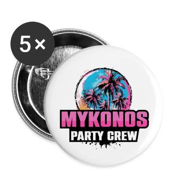 Mykonos Party Crew Urlaub Spruch - Buttons klein 25 mm (5er Pack) - Weiß - Vorne