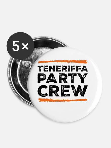 Teneriffa Party Crew - Buttons klein 25 mm (5er Pack) - Weiß