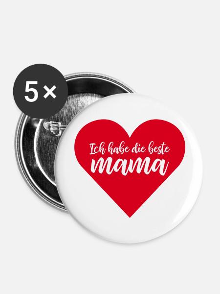 Die beste Mama - Buttons klein 25 mm (5er Pack) - Weiß