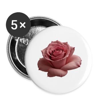 Rose groß - Buttons klein 25 mm (5er Pack) - Weiß - Vorne