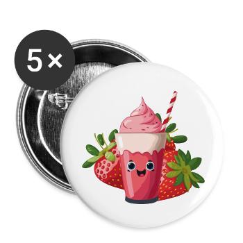 Shake à la fraise - Lot de 5 petits badges (25 mm) - blanc - Devant