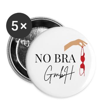 No Bra GmbH witziges Motiv Jungesellinen Abschied - Buttons klein 25 mm (5er Pack) - Weiß - Vorne