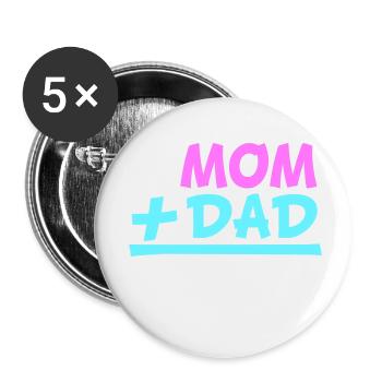 Maman Plus Papa Moi Enceinte Ventre Grossesse - Lot de 5 petits badges (25 mm) - blanc - Devant