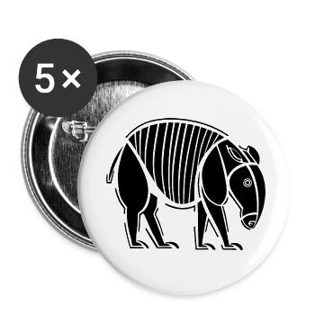 Tapir - Buttons klein 25 mm (5er Pack) - Weiß - Vorne