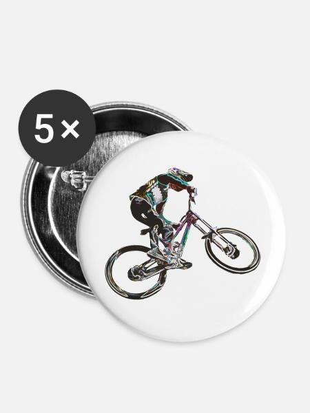 MTB-Abfahrt - Buttons klein 25 mm (5er Pack) - Weiß
