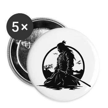 Samurai Krieger Japan Landschaft - Buttons klein 25 mm (5er Pack) - Weiß - Vorne