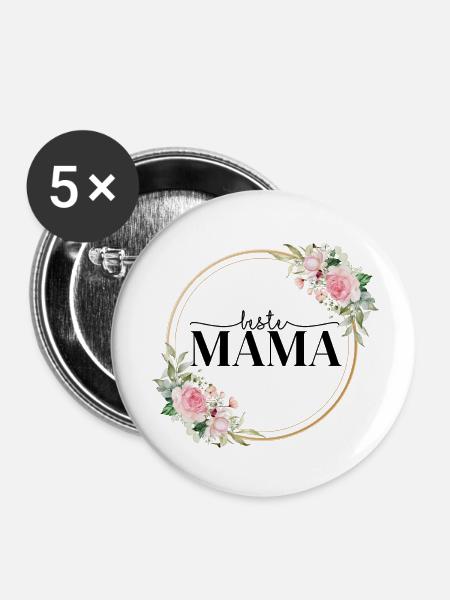 Beste Mama - Geschenkidee - Buttons klein 25 mm (5er Pack) - Weiß