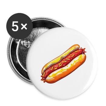 Hot Dog - Buttons klein 25 mm (5er Pack) - Weiß - Vorne